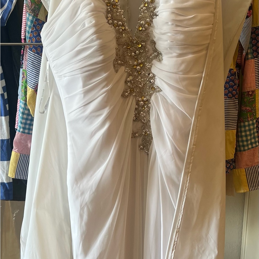 Maggie Sottero White Gown with Silver Embellishments